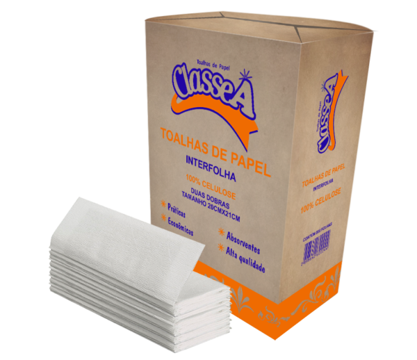 PAPEL INTERFOLHA CLASSE A, 100% CELULOSE